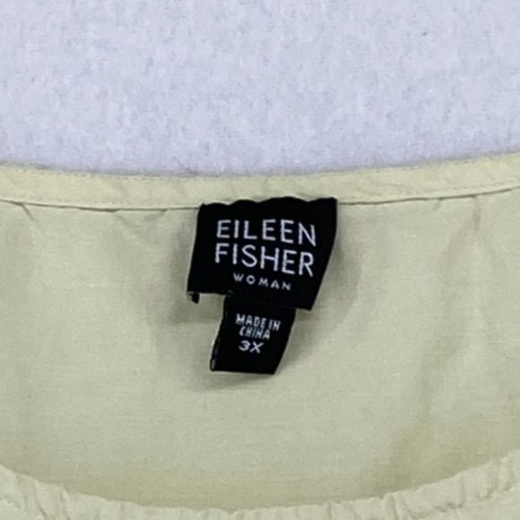EILEEN FISHER Tank Top 3X Plus Linen Silk Woven Round Neck Shell Yellow - Picture 5 of 12